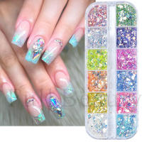 1Caja De Brillo De Uñas Iridescente Hexagonal Mermaid Con Lentejuelas Holográficas Pówer De Paillettes Para Esmalte De Uñas Decoraciones LYDJ - details 1