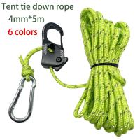4pcs Cuerda De Acampar 5m Ajustador De Cordón Para Tienda De Campaña Correa Reflectante Tensión Rápida Pulley Ratchet Cierre De Ancilla - details 0