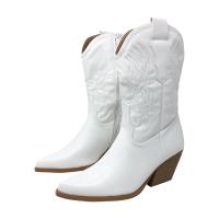 EVA ZORTEON - Nueva Colección! Botín cowboy, de polipiel bordado, de tacón grueso, estable,  con cremallera, Marca TULIPANO. - details 10