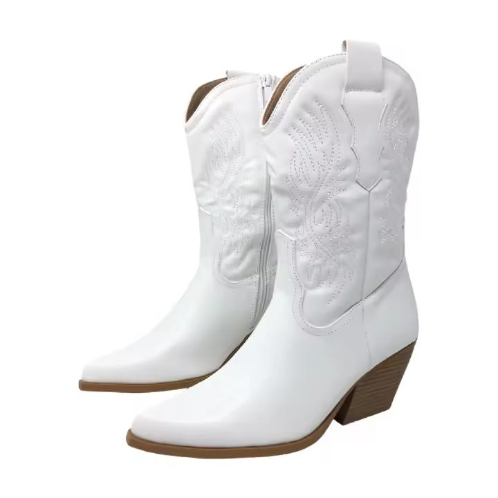 EVA ZORTEON - Nueva Colección! Botín cowboy, de polipiel bordado, de tacón grueso, estable,  con cremallera, Marca TULIPANO. - 1