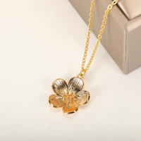 Collar De Cierre De Cadena Vintage Con Colgante De Flor 3D En Acero Inoxidable Para Mujer Joyería Estética De Moda Accesorios Para Todos - details 3