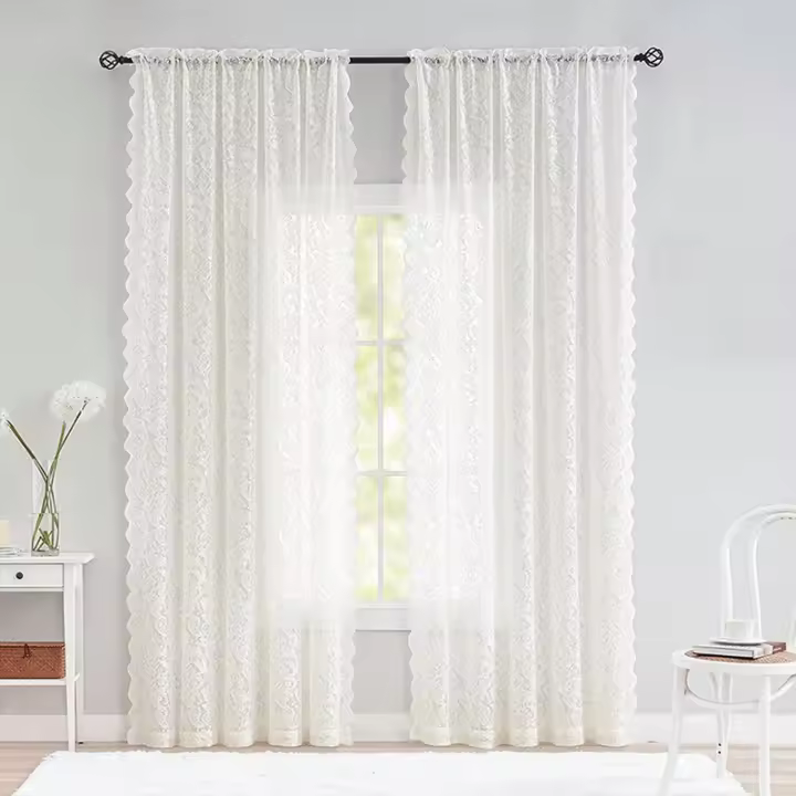 Cortinas De Cola De Fénix Clásicas De Encaje 1 Pieza Tres Colores Tejidas Con Hilo Para Decoración Exterior De Ventanas - 1