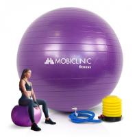 Pelota de Pilates Mobiclinic 58 cm Incluye inflador Antideslizante Anti-pinchazos Lavable Balón Pilates para Fitness Deporte Pelota de Pilates para Embarazada PY-01 Entrenamiento Morado - details 0