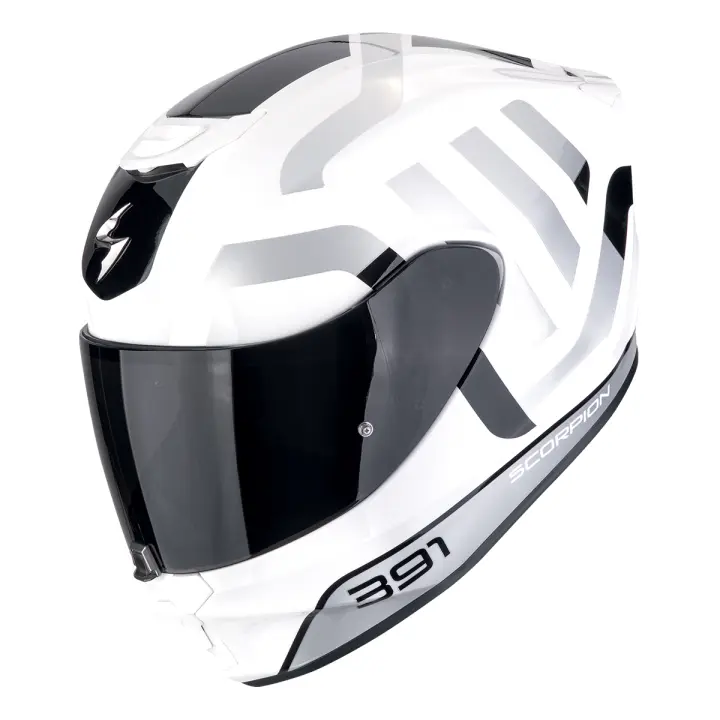 Casco Integral Scorpion EXO 391 AROK BLANCO GRIS NEGRO BRILLO - 1