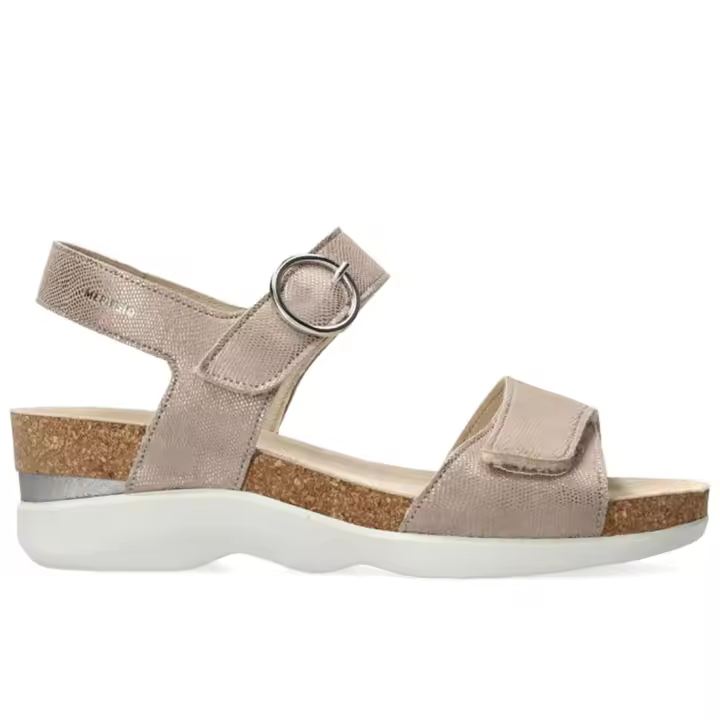 Sandalia de mujer Mephistó Oriana en cuero gris claro con cuña cómoda P5146982 - 1