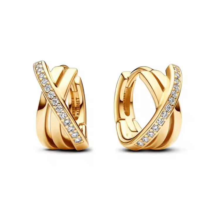 Pendientes Pandora de aro 263150C01 cruzados pavé - 1