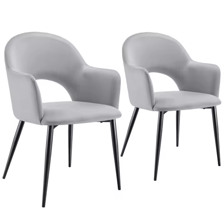 Tectake - Juego de sillas de comedor SACHEL 57 x 61,5 x 87,5 cm, Aspecto terciopelo, Diseño acolchado y elegante, Patas de acero, Asiento ergonómico, Set de sillas para salón, comedor o cocina, Montaje rápido, Soporta hasta 120 kg - 1