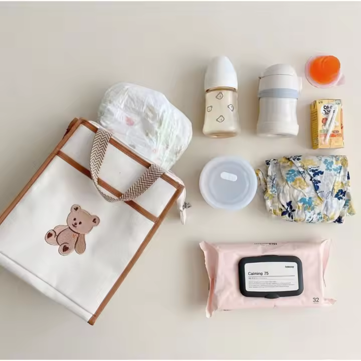 INS bolsa térmica cremallera bordado de mano bolsa de mamá bolsa de cochecito de bebé bolsa de pañales bolsa - 1