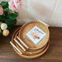 Paseador De Té Y Aperitivos De Rotura Tejida Artesanal Con Manillas Doble Ideal Para Panecillos Multipropósito - details 2