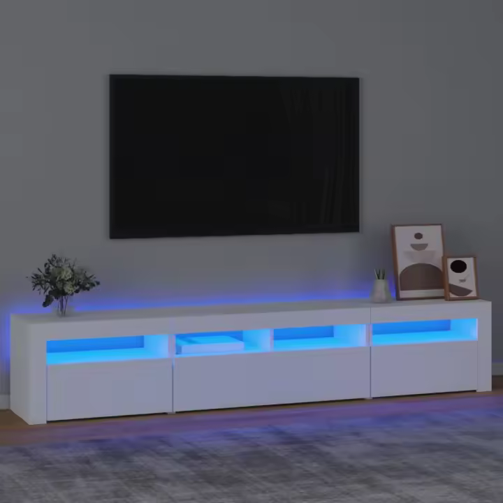 vidaXL Mueble de TV con luces LED blanco 210x35x40 cm - 1