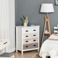 HOMCOM Cómoda con 5 Cajones Cómoda para Dormitorio Moderno con Diseño Anti-vuelco Cajonera para Salón Pasillo 70x38x85 cm Blanco - details 1