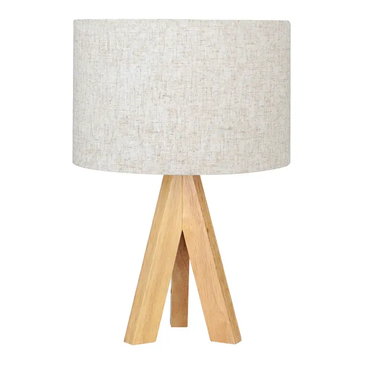 Lámpara mesa e27 madera y tela (bombilla no incluida) - 1