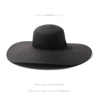 Sombrero De Sol Para Mujer Y Hombre Color Sólido De Moda Con Rhinestone 14cm Grande Paja Resistente Al Sol Plegable Para Playa Y Viajes - details 32