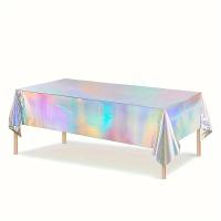 Mantel Desechable De Láser Arcoíris Para Fiestas, Film De Aluminio Plástico, Adecuado Para Cumpleaños Y Bodas - details 0