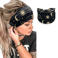 Headband Boho Para Mujer Y Niñas Estampado De Luna Y Sol Algodón Stretch Para Yoga Correr Accesorio De Cabello Versátil - details 4