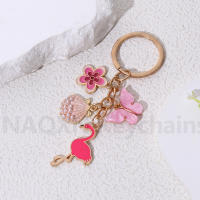 Llavero De Mariposa Y Flamenco En Rosa Para Mujeres Y Niñas Adorno De Bolsa Hecho a Mano Joyería DIY De Animales Y Insectos - details 2