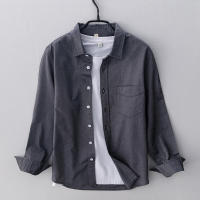 Camisa Larga De Algodón Para Hombre Estilo Nuevo Moda Confort Simplicidad Casual Ropa Masculina Camisa Oxford De Cuello Enrollado Tipo De Cierre: Doble Filo - details 5
