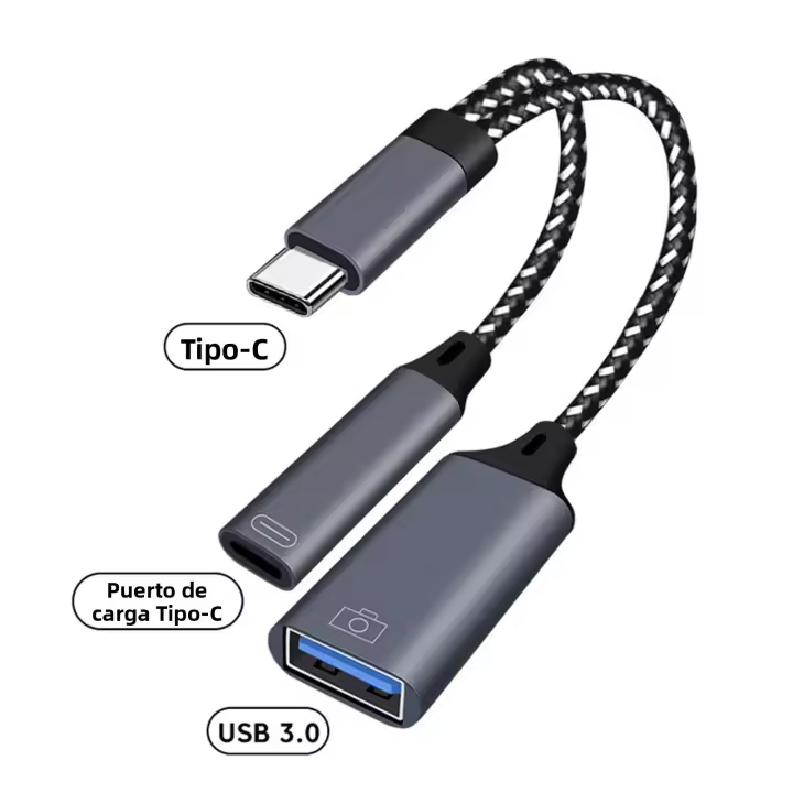 Adaptador 2 En 1 Type C a USB a Con Puerto PD Y Cable OTG USB C Para Teléfono Móvil Laptop Tablet Samsung Huawei - 1