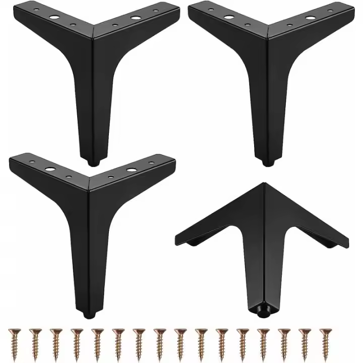 patas de metal para muebles, patas triangulares de 4 pulgadas y 10 cm para gabinete, sofá, mesa de café, mueble de TV y otras patas de muebles (negro) - 1