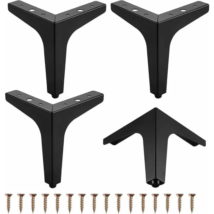 patas de metal para muebles, patas triangulares de 4 pulgadas y 10 cm para gabinete, sofá, mesa de café, mueble de TV y otras patas de muebles (negro) - 1