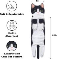 Divertidos Gatos Toalla de Mano-Decoración Gato Toalla Colgantes para Baño Trapos de Cocina-Animal Absorbente suave Toallas-regalos Graciosos Para Originales Mujer Amantes de Los Gatos-Blanco Negro - details 0