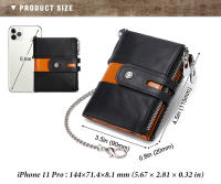 Cartera De Cuero Genuino Para Hombre HUMERPAUL Con Cadena Protección RFID Porta Tarjetas De Crédito De Calidad Para Viajes Estilo Business - details 3