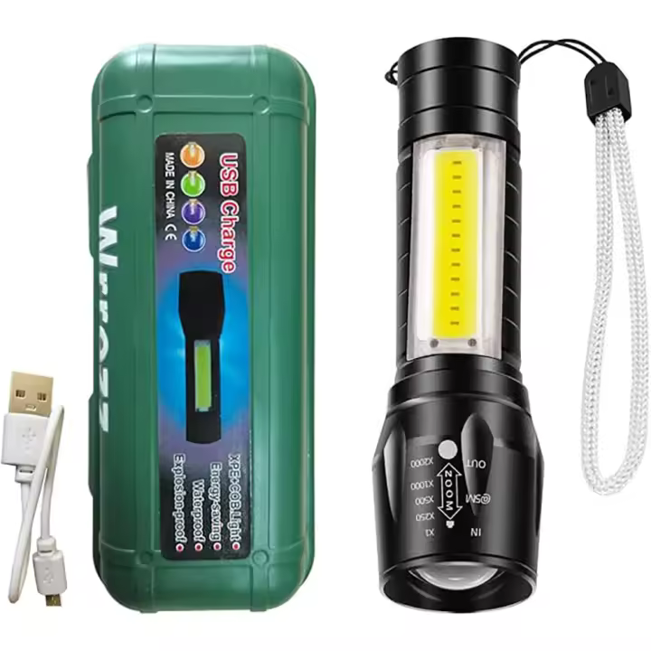 Linterna LED Recargable USB Mini Torcha Brillante Pequeña Lámpara Portátil Compacta Ajustable Impermeable Con Foco De Mano - 1