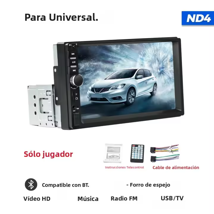 Reproductor Multimedia Para Coche MP5 1 Din Pantalla Táctil De 7 Pulgadas Universal Para Suzuki Toyota Mazda Citroen Chevrolet Soporte De Control Del Volante Y Conexión Bluetooth - 1