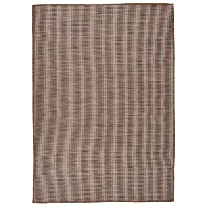 vidaXL Alfombra de exterior de tejido plano 140x200 cm en color Marrón/Estampado azul/Rayas negras y más - 1