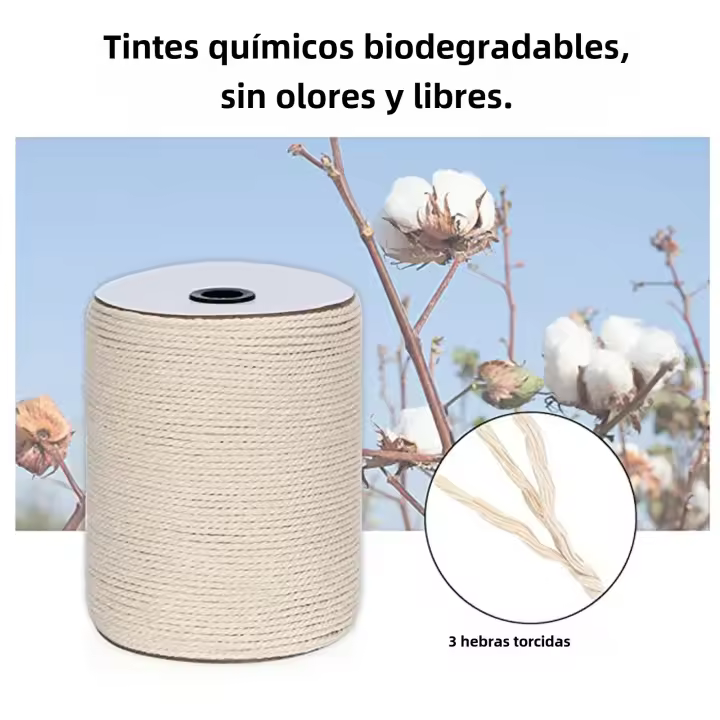 Hilo De Algodón Para Macramé 3mm X 300m Hecho De Algodón 100% Tejido En Trenzas Para Colgar Plantas Y Artesanías Cordón De Lana Para Tejer Y Costura - 1