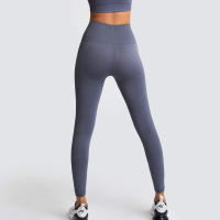 Leggings De Yoga Sin Costuras Para Mujer Levantador De Glúteos Deportivos De Fitness Y Gimnasio Pantalones De Running Terciopelo De Nylon De Cintura Elástica - details 2