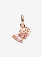 Pandora - Charm Doble Colgante de Mariposa Rosa y CITA-Baño de Oro Rosa de 14 K - details 0