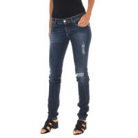 MET-Pantalon Tejano Largo efecto gastado y roto 10DB50219 para Mujer