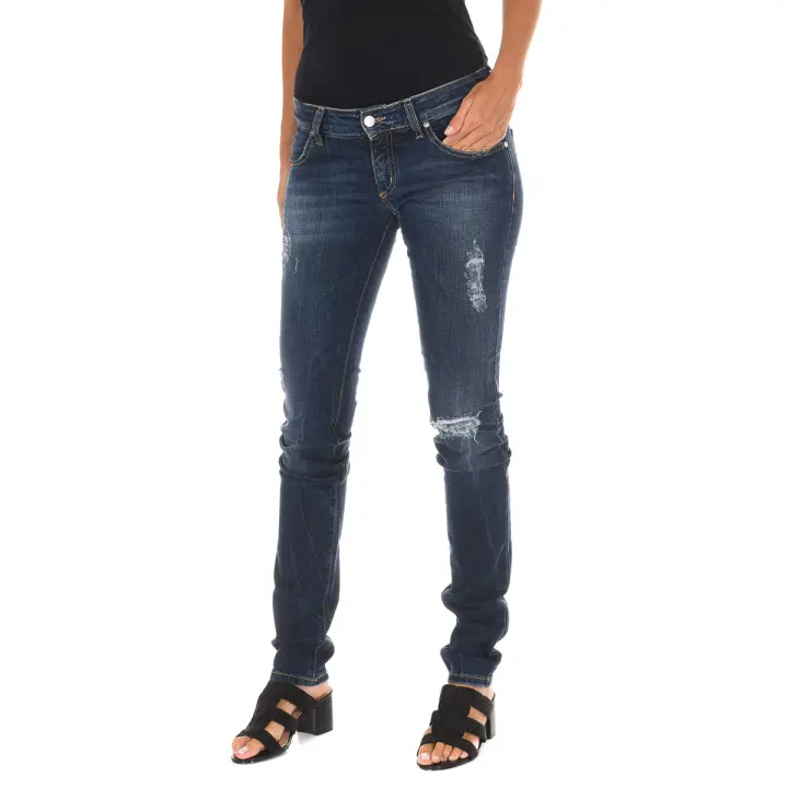 MET-Pantalon Tejano Largo efecto gastado y roto 10DB50219 para Mujer - 1