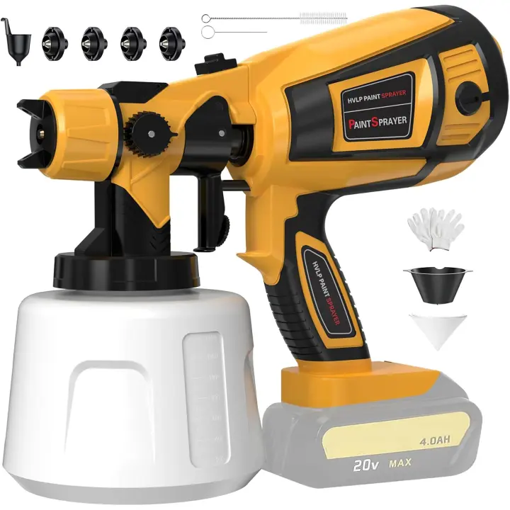 1000ML Pistola pulverizadora de pintura eléctrica inalámbrica para valla de madera, muebles, armarios, paredes, batería Makita de 18v,38000rpm(Baterías no incluidas) - 1