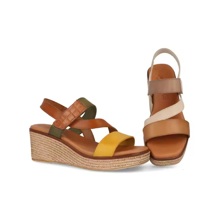 2570 - DIGO DIGO SANDALIAS DE CUÑA  COLORES : CUERO / AMARILLO , BEIGE / CAMELLO  TALLAS : 35 AL 41  CORTE EXTERIOR : PIEL  FORRO INTERIOR : PIEL  PLANTILLA : PIEL / GEL  ALTURA TACÓN / CUÑA : 6,5 CM.  PISO : SINTÉTICO - 1
