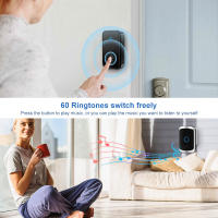 Smart Wireless Doorbell Self-Powered Home Welcome Bell with 150M/82 FM Remotes No Battery Required US EU Plug - details 4