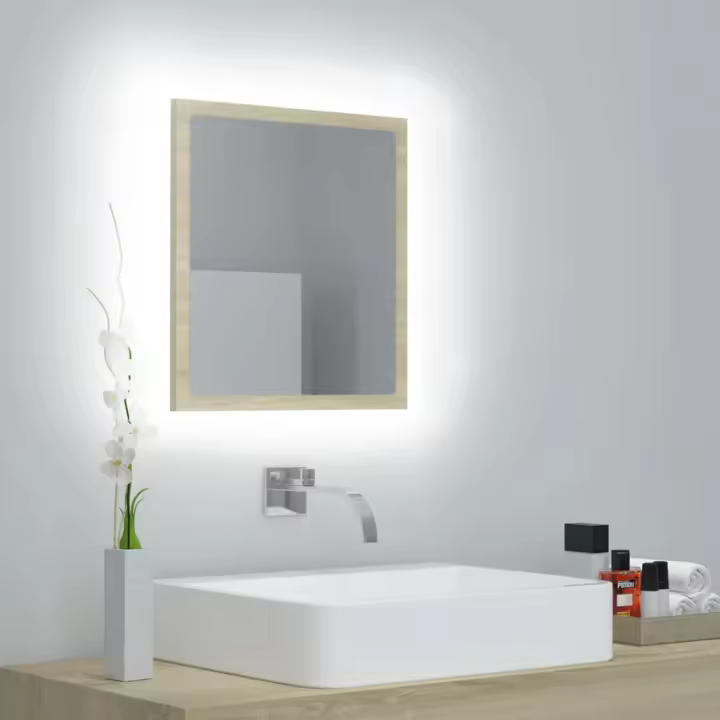 vidaXL Espejo de baño acrílico color roble Sonoma 40x8,5x37 cm - 1