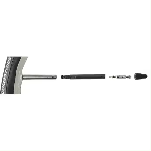 Extensíon Valvula Presta M-Wave 50mm de largo en aluminio negro para usar en ruedas de alto perfil. - 1