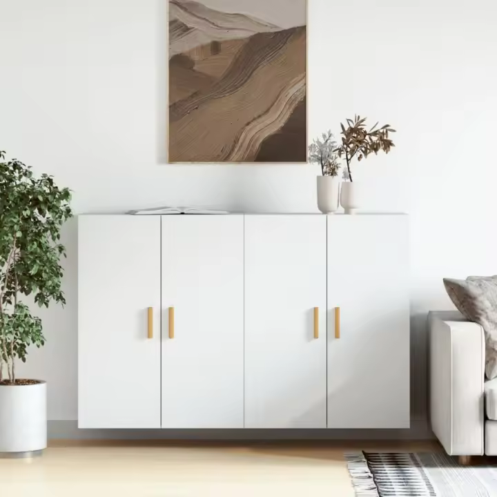 vidaXL Armarios de pared 2 uds madera de ingeniería blanco - 1
