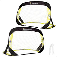 Real Madrid set 2 porterías fútbol pop-up, tamaño 120x80x80 cm, con bolsa de transporte, estructura plegable ligera, ideal para exteriores, desde 3 años, diseño oficial del club - details 0