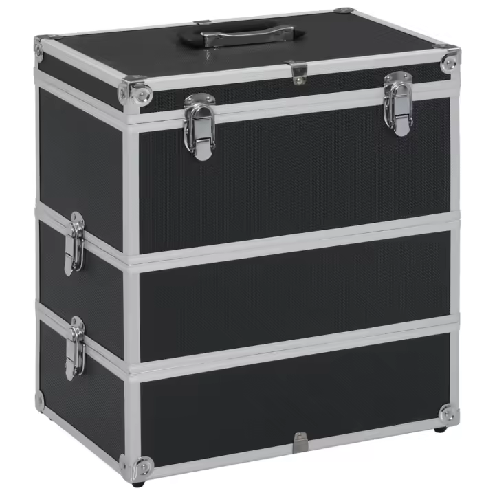 vidaXL Maletín de maquillaje 37x24x40 cm aluminio negro - 1