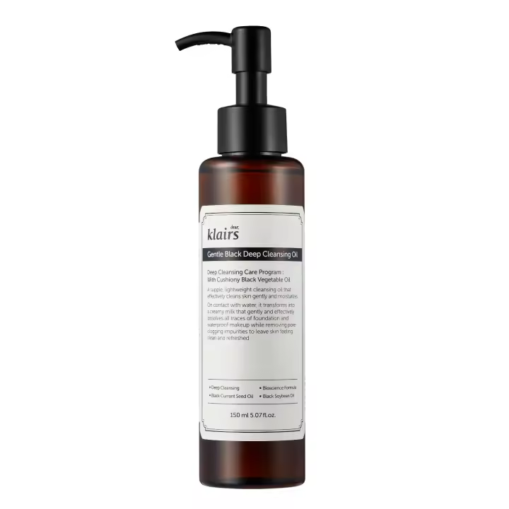 Klairs - GENTLE BLACK DEEP CLEANSING OIL (150 ml) - Desmaquilla, Hidrata y Purifica sin Irritaciones, Vegano y Natural - 1