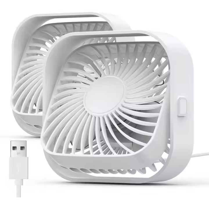 Ventilador de escritorio USB, flujo de Aire fuerte y funcionamiento Silencioso, mini ventilador personal, ventilador pequeño de Viento de 3 lordades, giratorio de 360 °, Blanco - 1