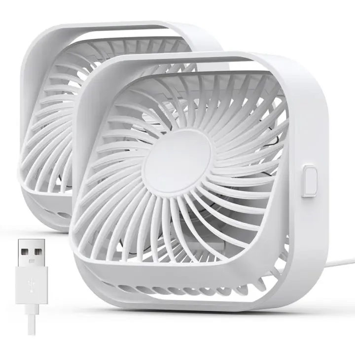 Ventilador de escritorio USB, flujo de Aire fuerte y funcionamiento Silencioso, mini ventilador personal, ventilador pequeño de Viento de 3 lordades, giratorio de 360 °, Blanco - 1