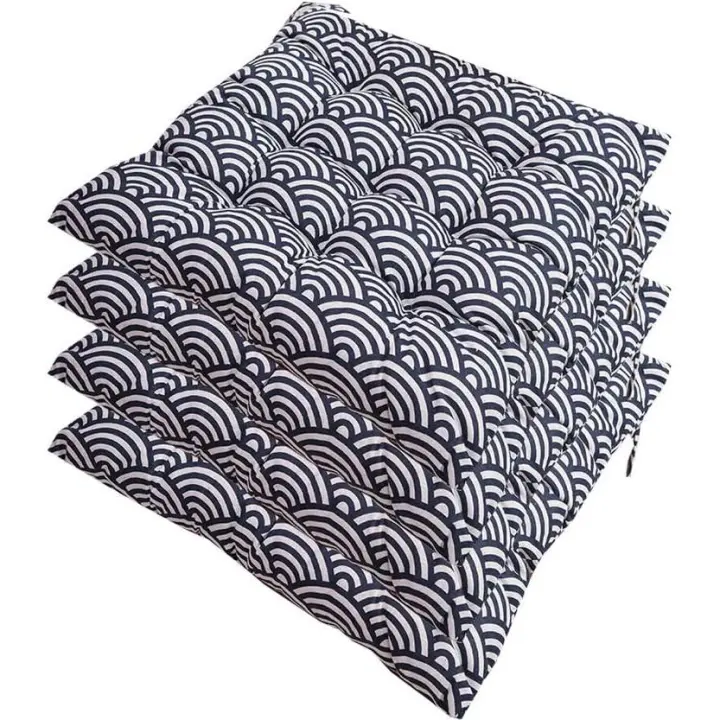 Juego de 4 Cojines para Silla, cojín Acolchado Suave para Silla con Lazos, decoración portátil, Oficina en casa, Multicolor, cojín de Asiento Suave 40 x 40 cm - 1