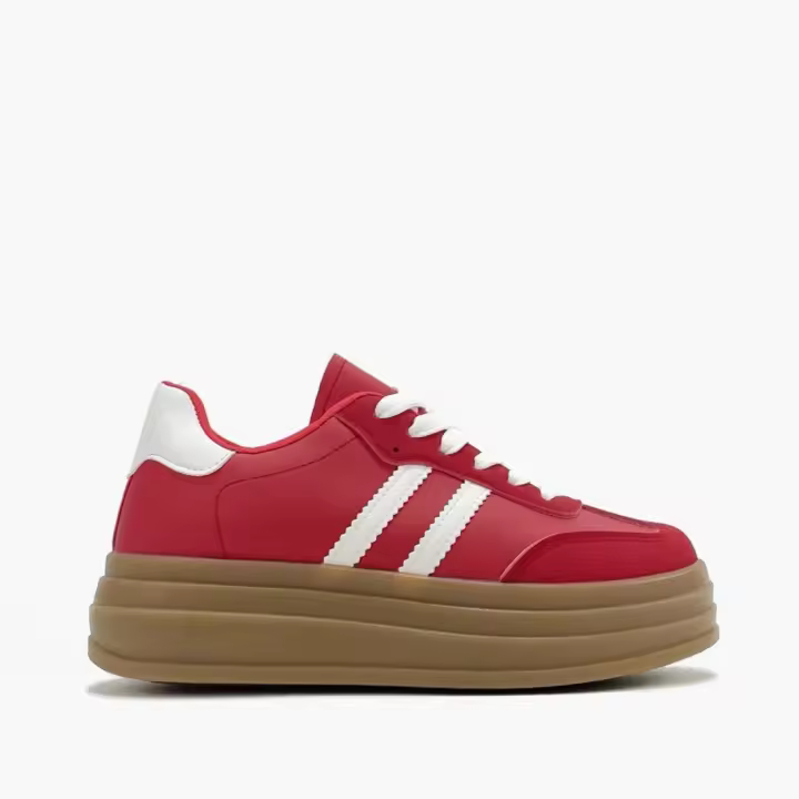 Deportvas rojas con plataforma - Zapatillas rojas de mujer - Deportivas de Plataforma - 1