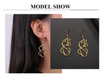 Pendientes Colgantes De Gato Dorado Para Mujer Joyería De Acero Inoxidable Forma De Animal Regalo De Navidad Accesorios Lindos Y Moda - details 4