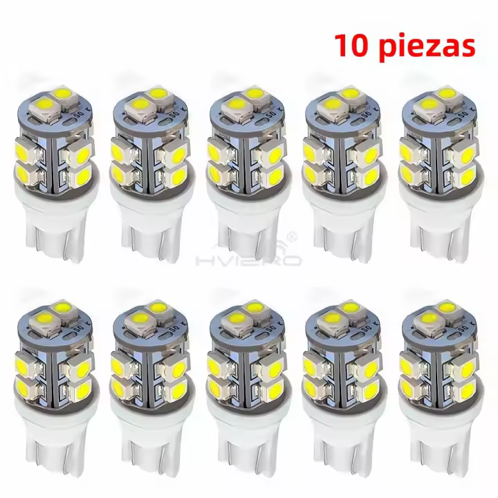 10Pcs T10 Lámparas LED Blancas Para Coche Interruptor Interior Lectura 194 W5W 10 LEDs Luz De Placa De Licencia 12V Doménuca Lámpara De Tablero - 1