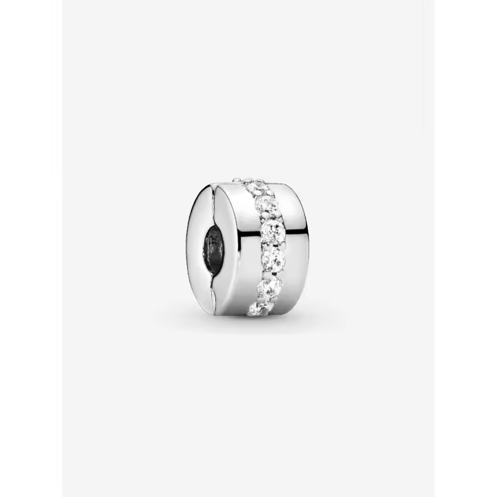 Pandora - Charm de clip transparent with brilliant Row-Plata de Lei - 1
